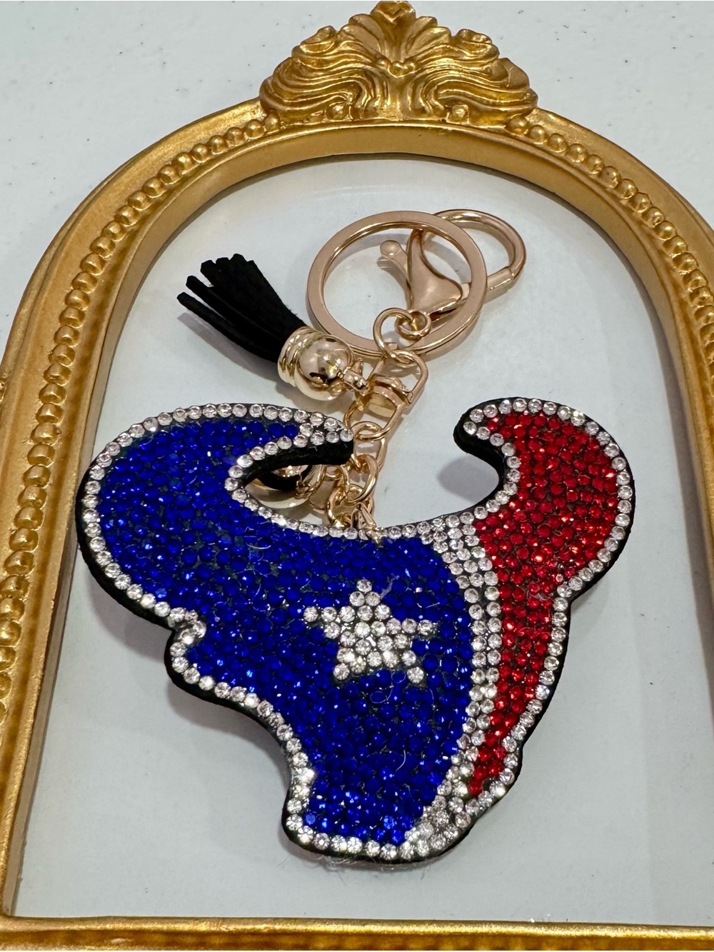 New Crystal Texans  Keychain with Tassel